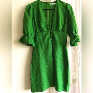 Reformation simi linen mini dress in green. US size 2. Worn once only